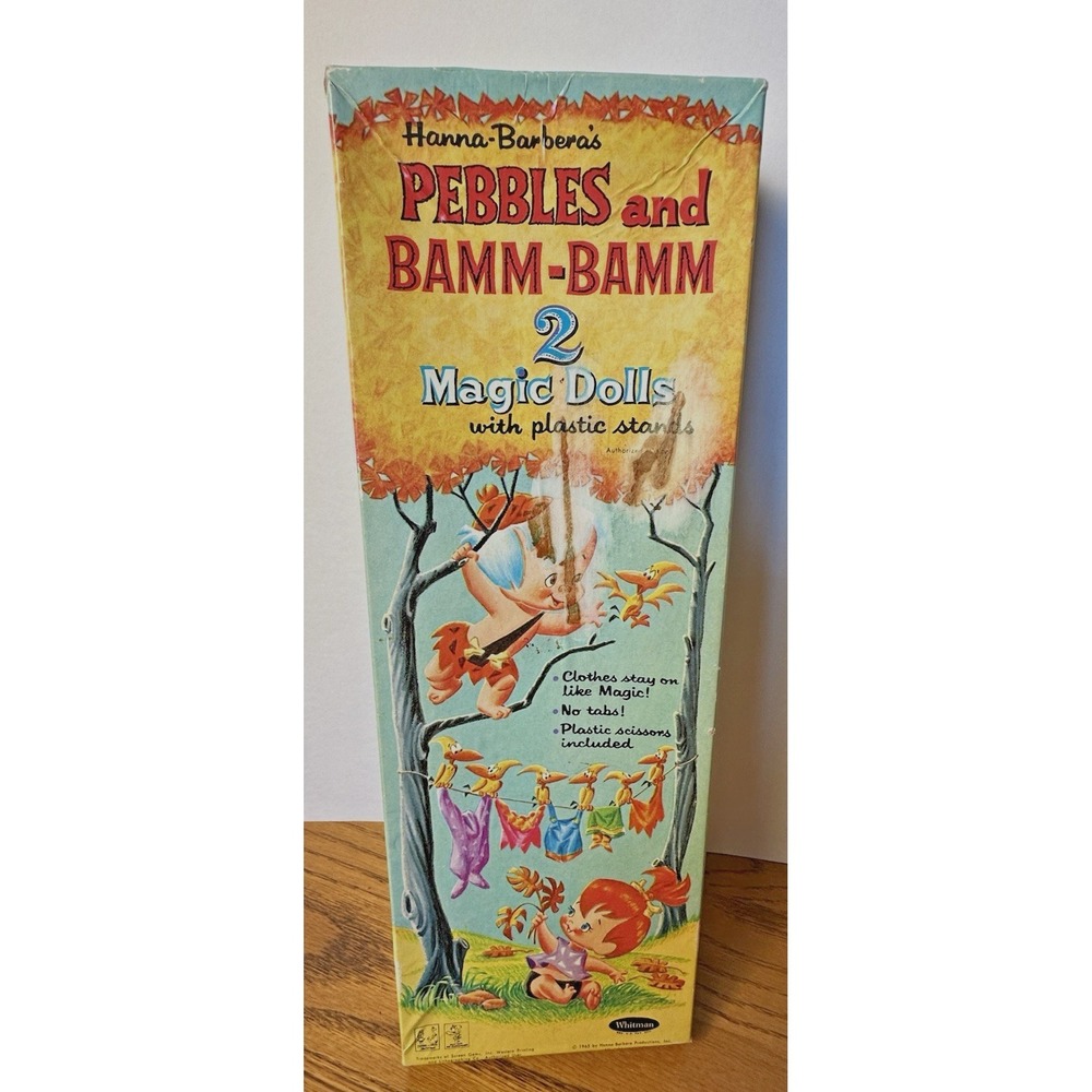 Vintage 1965 Pebbles Bamm Bamm Magic Dolls by‎ Whitman Hanna Barbera Flintstones